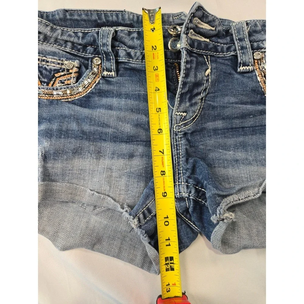 Vigoss The Dublin Short 7/8‎ Cotton Blend Y2K McBling Festival Sequin Denim